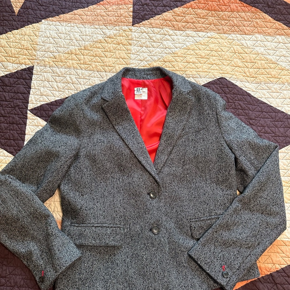 GAP Herringbone Blazer with Red Interior
